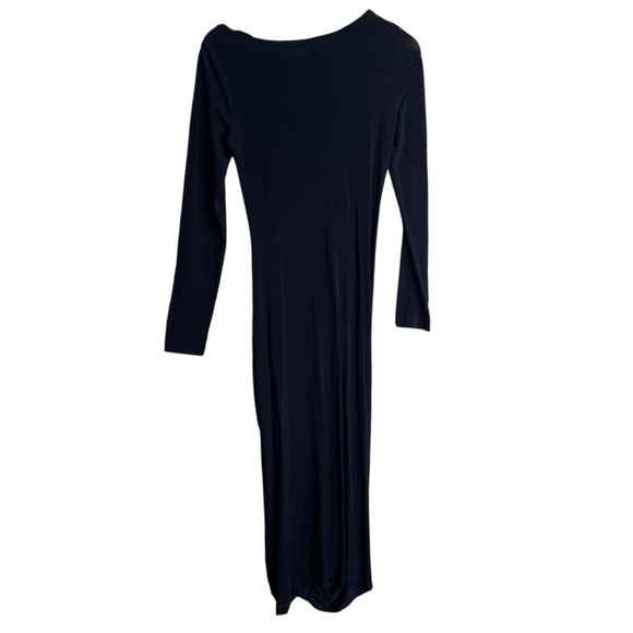 Paloma Wool Gobi Navy Ruched Midi Dress Sz Small Long Sleeve Fitted - Picture 3 of 9